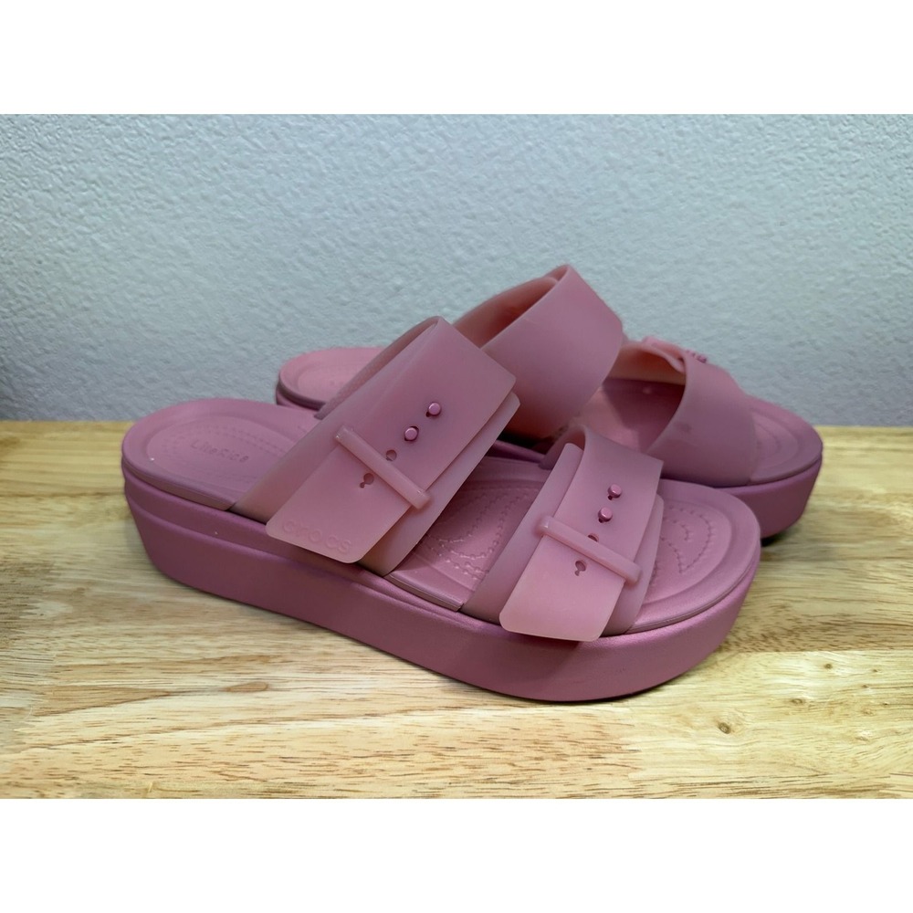 Crocs LiteRide Pink Platform Double Strap Slide Sandals Womens Size 8